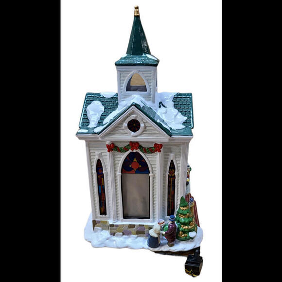 Mr. Christmas Lighted Revolving Village Silhouettes Ceramic Small Church 1998 - Picture 3 of 9